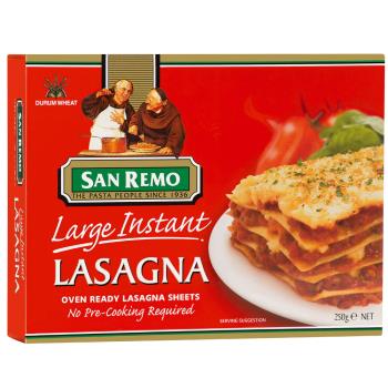 【美味大師】SAN REMO聖雷蒙義大利快煮千層麵大片(250g x 12包 / 箱)