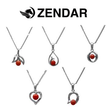 ZENDAR 2023年度設計款頂級天然沙丁紅珊瑚圓珠3.5-4mm墜鍊 禮盒包裝附贈品牌提袋 (多款選)