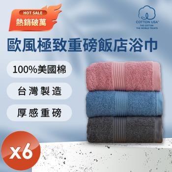 HKIL-巾專家 MIT歐風極緻厚感重磅飯店彩色浴巾(3色任選)-6入組