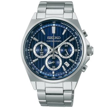 SEIKO精工 CS系列 經典條紋計時腕錶 8T63-01T0B/SBTR033J