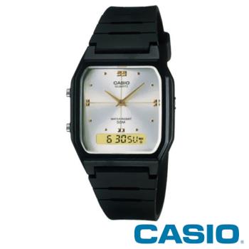 【CASIO】 白面復古雙顯錶 AW-48HE-7A