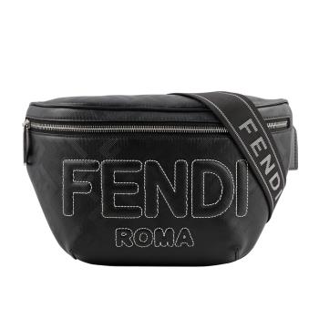 FENDI FF Logo Shadow 皮革腰包(黑色) 7VA562 AP15 F0GXN