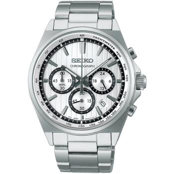 SEIKO精工 CS系列 條紋設計計時腕錶-41mm(8T63-01T0S/SBTR031J)