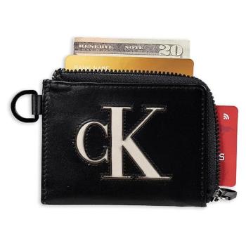 CK 2023男時尚CK標黑色拉鍊卡夾零錢包
