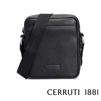 【CERRUTI 1881】限量2折 頂級義大利小牛皮斜背包 CEBO05906M 全新專櫃展示品(黑色)
