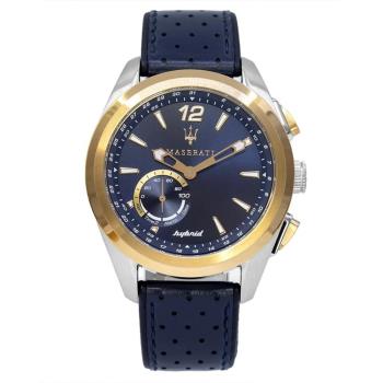 MASERATI 瑪莎拉蒂 超跑風貴金寶藍款雙針皮革腕錶R8851112002(高貴金色款)