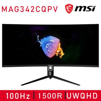 【MSI 微星】Optix MAG342CQPV 曲面電競螢幕 (34型/3440*1440/21:9/100hz/1ms/VA/HDMI)