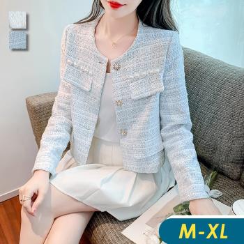 【CHACO】/預購/韓系釘珠小香風質感長袖開衫外套#3638