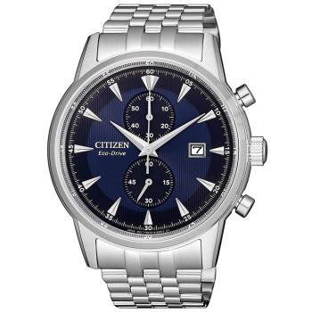 CITIZEN 星辰 雙層藍面光動能紳士計時手錶 CA7001-87L/42.5mm