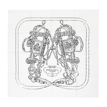Hermes 愛馬仕 Brides de Gala Broderie Anglaise 70 cm手工捲邊真絲方巾(白/黑)