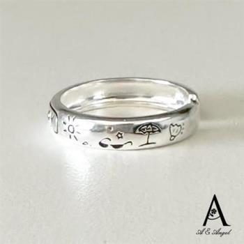 ANGEL HOLIDAY英文字母設計開口彈性戒指(銀色)
