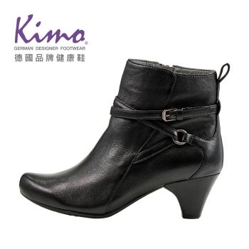 Kimo德國品牌健康鞋-率性都市舒適柔軟簡約羊皮短跟靴 女鞋 (墨烏黑 KBCWF032713)