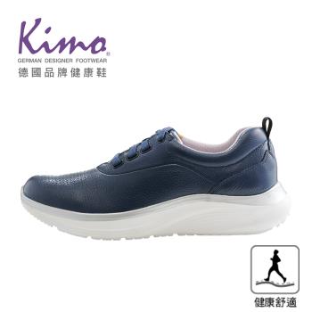 Kimo德國品牌健康鞋-專利足弓支撐-牛皮網布高彈韌綁帶健康鞋 男鞋 (夜藍色 KBCWM034026)