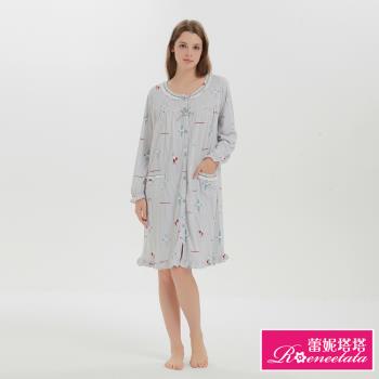 【蕾妮塔塔】條紋小鳥 針織長袖連身睡衣(R25203兩色可選)