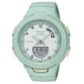 【CASIO 卡西歐】卡西歐 BABY-G 藍牙計步雙顯運動手錶-酪梨綠 BSA-B100CS-3A_41.4mm