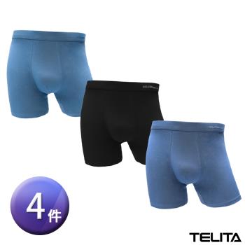 【TELITA】抗菌素色彈性針織平口褲/四角褲  (超值4件組) 抗菌平口褲 男內褲