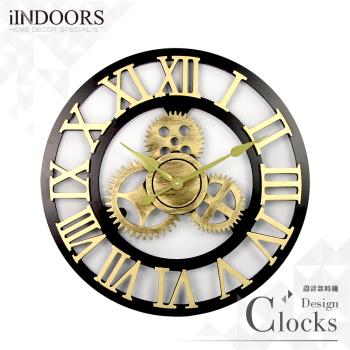 【iINDOORS】工業風設計時鐘-金色齒輪50cm