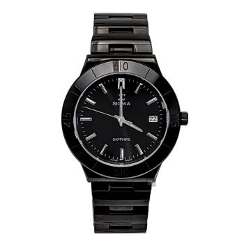 【SIGMA】3801MS-B 簡約時尚 藍寶石鏡面 日期顯示 鋼錶帶男錶 黑色 37mm 平價實惠的好選擇