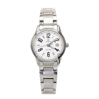 【SIGMA】88023L-2 簡約時尚 藍寶石鏡面 數字 日期顯示 鋼錶帶女錶 黑色 26mm 平價實惠的好選擇