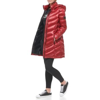 CK 2023女時尚人字紋絎縫休閒輕質紅色連帽夾克