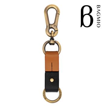 BAGMIO 雙環牛皮鑰匙圈-棕黑