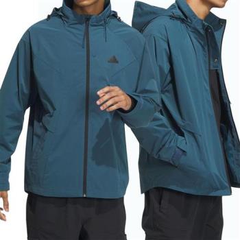 Adidas TH Top WV JKT 男 藍色 運動 戶外 寬鬆 可收納連帽 外套 IP4923