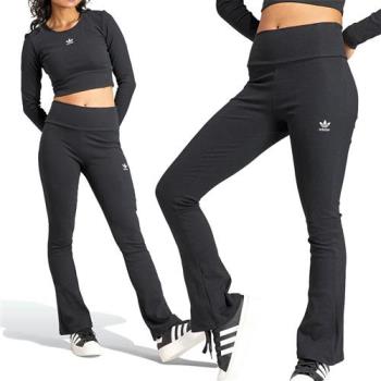 Adidas Rib Flared Pant 女 黑色 訓練 日常 休閒 貼身 微喇叭 長褲 II8056
