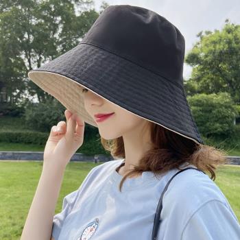 日本 BEAUTYJAPAN 抗UV透氣雙面可戴可拆卸防風繩大寬檐防曬帽BJ2118黑/米色