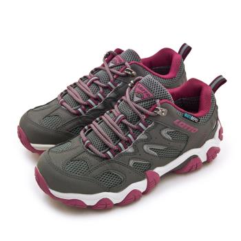 【LOTTO】女 專業多功能防水戶外踏青健行登山鞋 REX ULTRA系列(灰莓紅 8968)