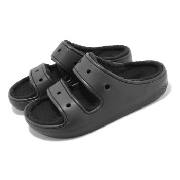 Crocs 涼拖鞋 Classic Cozzzy Sandal 男鞋 女鞋 黑 全黑 內裡絨毛 卡駱馳 207446060