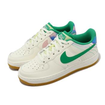 Nike 休閒鞋 Air Force 1 LV8 3 GS 大童 女鞋 米白 綠 粉紅 膠底 AF1 霓虹 FJ7540-100