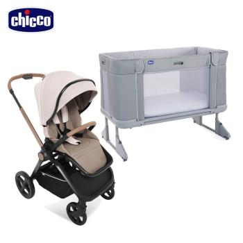 chicco-MYSA時尚手推車+Next2Me Forever多功能成長安撫嬰兒床邊床