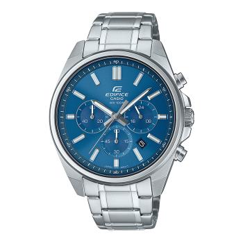 【CASIO】 卡西歐 EDIFICE 大表面 鋼錶帶 三眼計時男錶 EFV-650D-2A 藍/銀