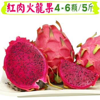 愛蜜果 紅肉火龍果4-6入禮盒(約5斤/盒)
