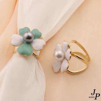 Jpqueen 幸運草珍珠雙色多功能絲巾扣(2色可選)