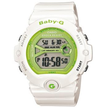【CASIO】卡西歐 Baby-G  簡約時尚 多功能 100米防水 運動電子錶 BG-6903-7D 白/綠
