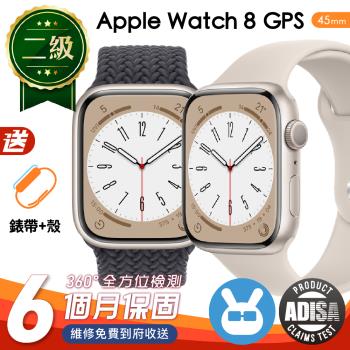 【福利品】Apple Watch Series 8 45公釐 GPS 鋁金屬錶殼 保固6個月 贈矽膠錶帶及透明錶殼