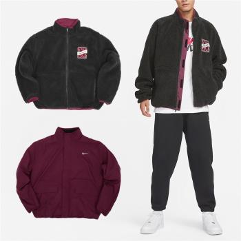 Nike 外套 NSW Winter Jacket 男款 黑 紅 雙面穿 拉鍊口袋 寬版 保暖 立領外套 FV8588-010