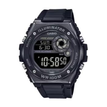 【CASIO】卡西歐 膠錶帶 100米防水運動錶 電子錶 MWD-100HB-1B 全黑