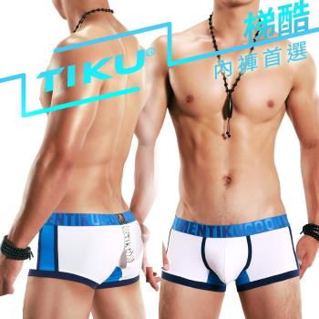 任-TIKU 梯酷 透氣交織棉 寬版激凸平口男內褲 -藍(LC1247)