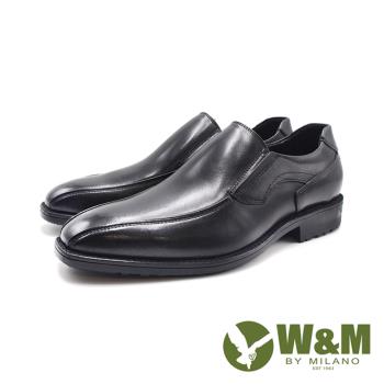 W&M(男)雙線光澤真皮輕量型皮鞋 男鞋-黑