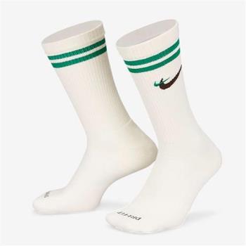 Nike 襪子 中筒襪 刺繡小勾 米白綠咖【運動世界】DQ9165-133