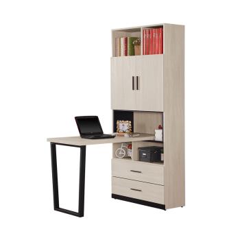 Boden-曼珊4尺L型書櫃+工作書桌組合(F款-2.7尺二門二抽書櫃+4尺書桌)