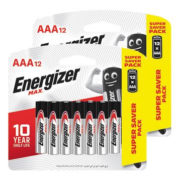 【Energizer 勁量】3倍電量MAX鹼性4號AAA電池24入(1.5V長效鹼性電池LR03)