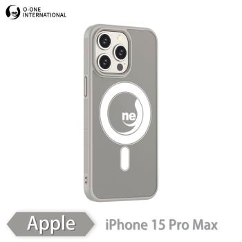 【O-ONE】APPLE iPhone15 Pro Max『軍功II防摔殼-磨砂磁石版』 O-ONE MAG保護殼磨砂抗指紋磁吸防摔殼真機開模孔位精準