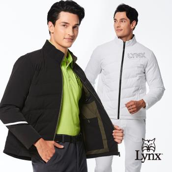 【Lynx Golf】男款保暖防風防潑水科技羽絨材質剪裁壓線設計Lynx繡花造型長袖外套(二色)
