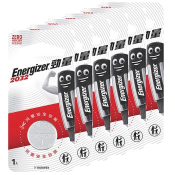 【Energizer 勁量】鈕扣型CR2032鋰電池6入 吊卡裝(3V鈕扣電池DL2032)