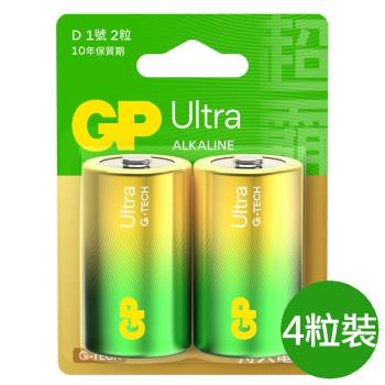 【超霸GP】1號(D)ULTRA特強鹼性電池4粒裝(吊卡裝1.5V鹼性電池)
