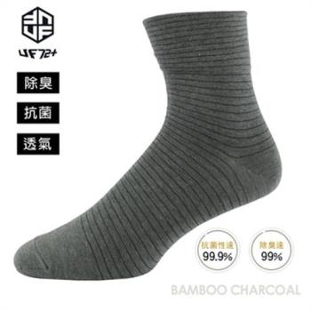 【UF72】UF7014男(五雙入) ELF除臭竹炭寬口無痕條紋休閒襪