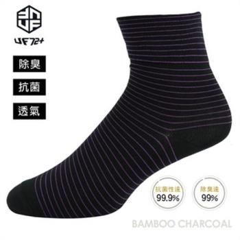 【UF72】UF7014女(五雙入) ELF除臭竹炭寬口無痕條紋休閒襪